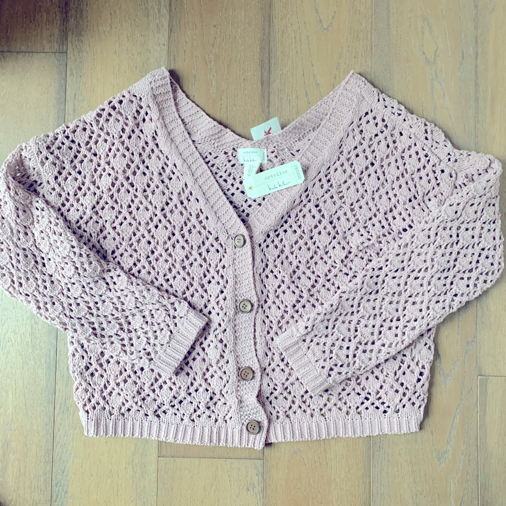 NWT Nicole Miller  Crochet Cardigan Sc XL